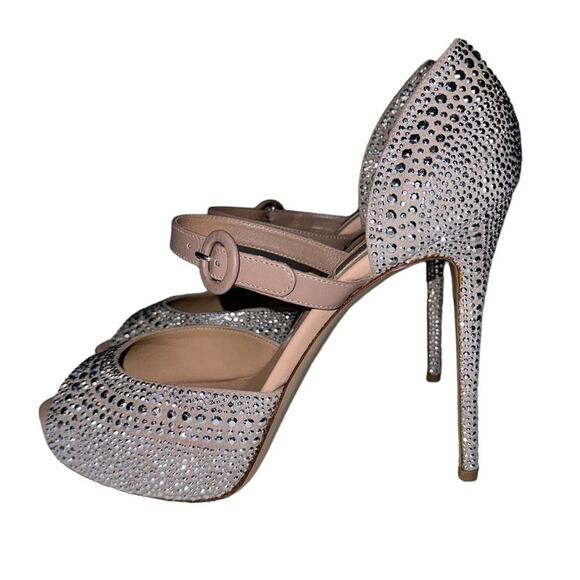 Valentino Micro Stud Suede Mary Jane D'Orsay Stiletto Heels Size 39.5 - Picture 5 of 14